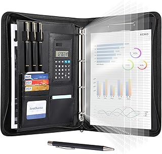 Leathario Portfolio A4 Porte-documents, Organiseur de Conférence, Carnet d