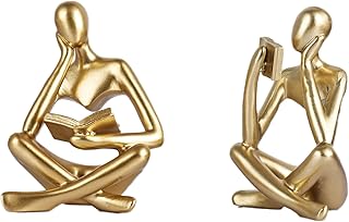 Lot de 2 figurines dorées - Sculpture pensante et lisible - Figurines d