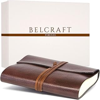 Belcraft Tivoli A5 Journal Intime/Carnet de Notes RECHARGEABLE en cuir recyclé de fabrication artisanale Italienne, Cadeau Spécial, Journal de Voyage, Notebook A5 (15x21 cm) Brun